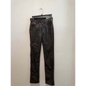 Gap Black Faux Leather Vegan Leather Pants Size 24/00R High Rise Vintage Slim